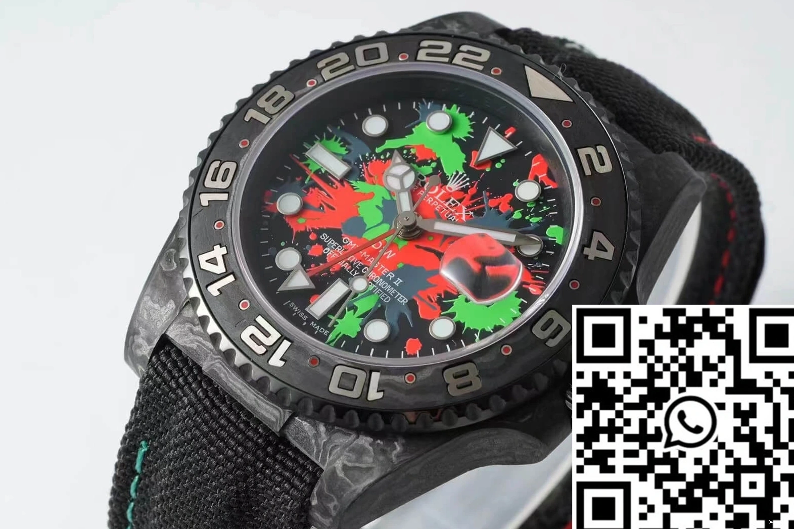 Dial Fiber Rolex Strap Color Fabric GMT-MASTER Black II Carbon Diw 0312